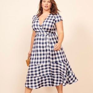 NWT Reformation Calista Plaid Wrap Dress